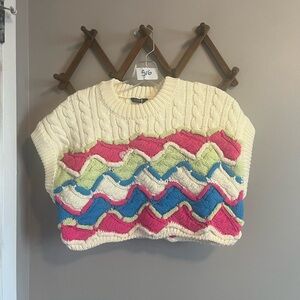 Nisan Kadın Colorful Knit crop Sweater NWT M/L